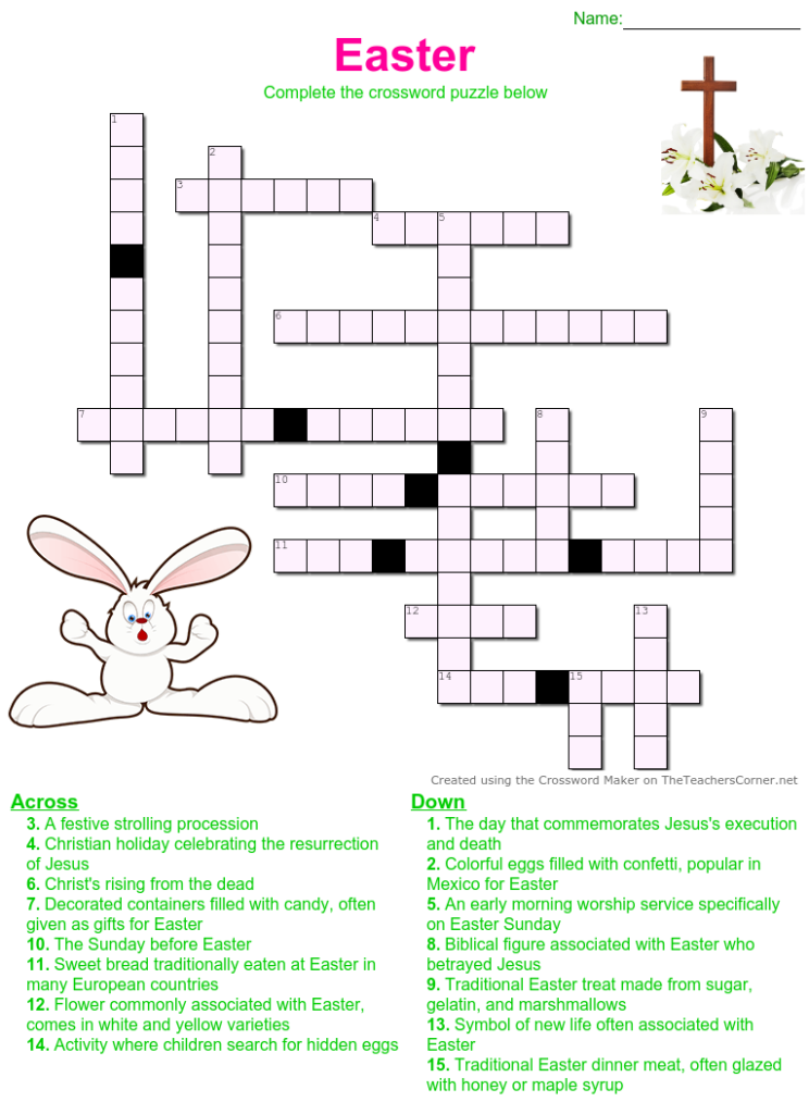 Free Printable Easter Crossword Puzzle - 