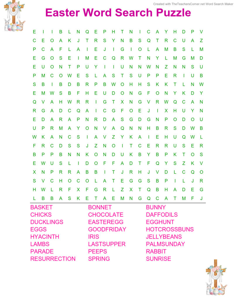 Free Printable Easter Word Search Puzzle