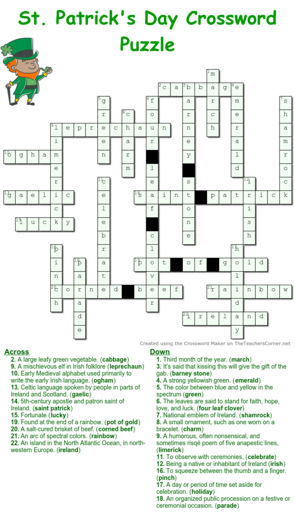 St.-Patricks-Day-Crossword-Answer-Key